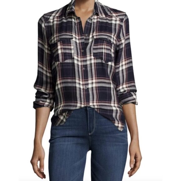Paige Mya Plaid Button Down Shirt - Picture 1 of 6